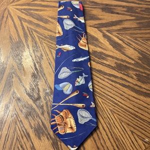 Necktie — Corner Stone Vintage men's fishing theme necktie, blue